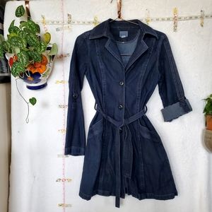 CONVERSE ONE STAR Y2K  dark Denim Trench convertible sleeves wrap belt XS GUC